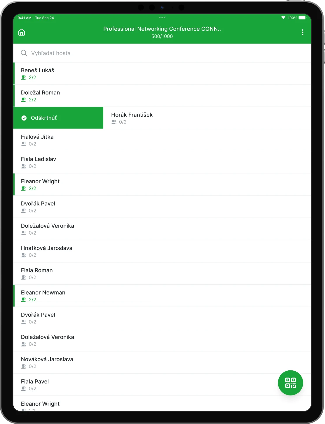Check-in na podujatí