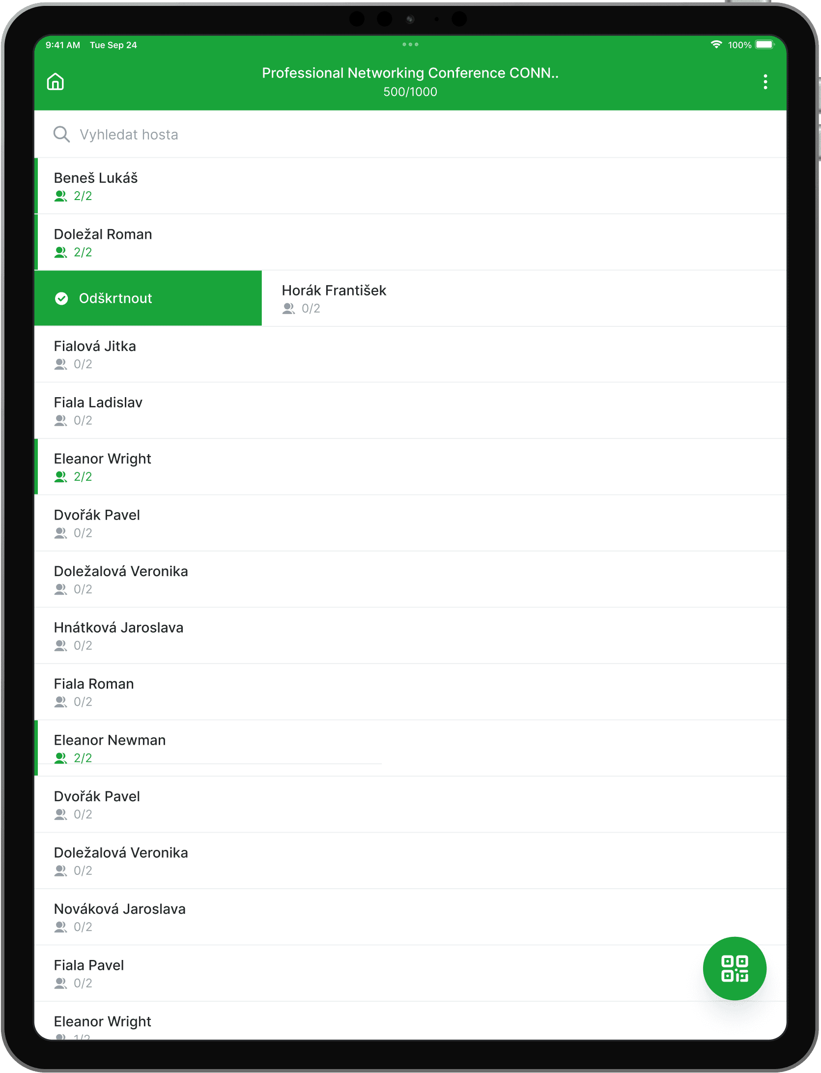 Check-in na akci