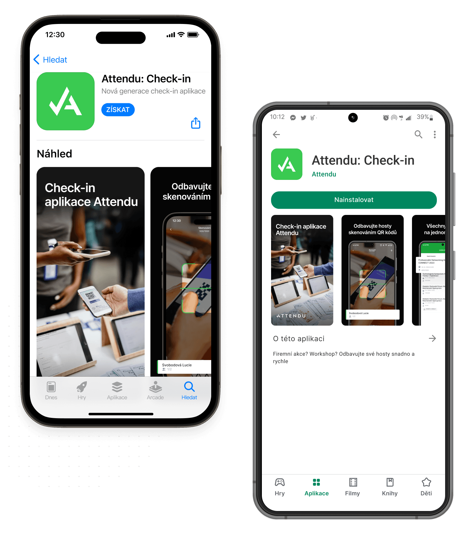 Check-in aplikace Attendu
